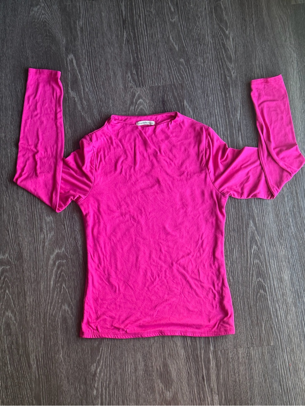 Charlotte Russe Fuchsia Long Sleeve Crew Neck Top